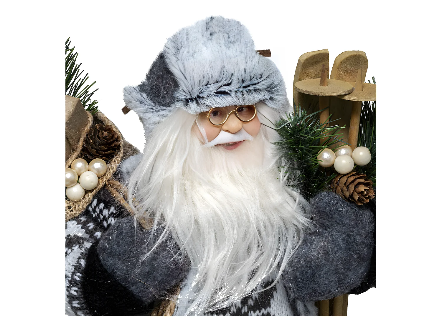 Père Noël traditionnel Skieur H 30 cm