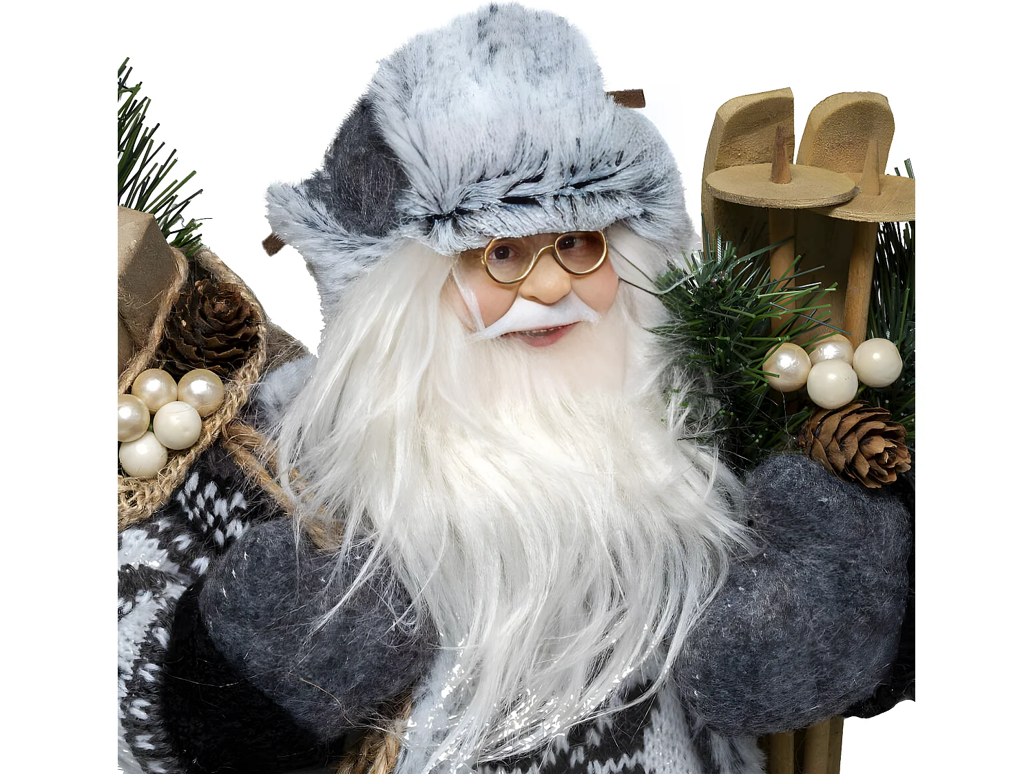 Père Noël traditionnel Skieur H 30 cm