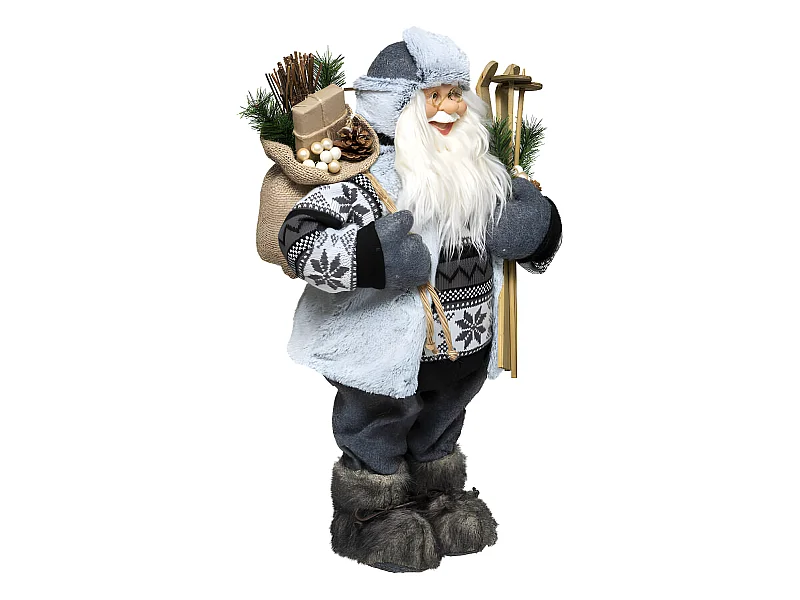 Père Noël traditionnel Skieur H 30 cm