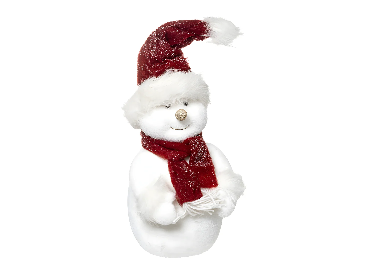 Déco de Noël Bonhomme de neige avec Écharpe et Bonnet rouge H 40 cm