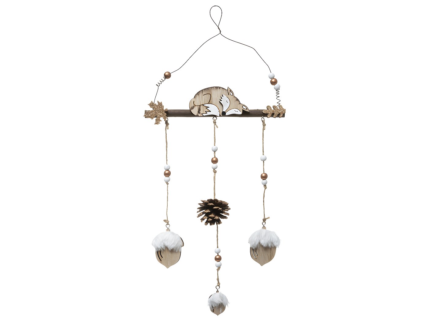 Déco de Noël Suspension en Bois avec Renard H 42 cm