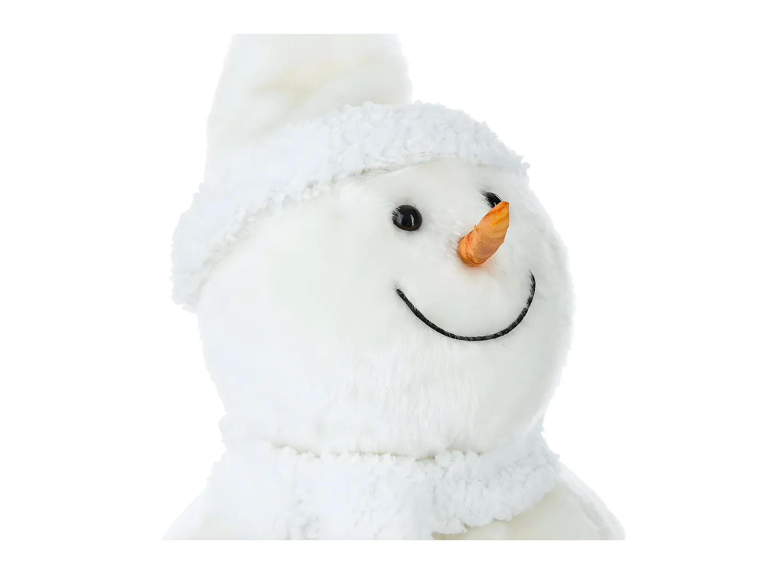 Déco de Noël Peluche Bonhomme de Neige avec bonnet et écharpe H 38 cm