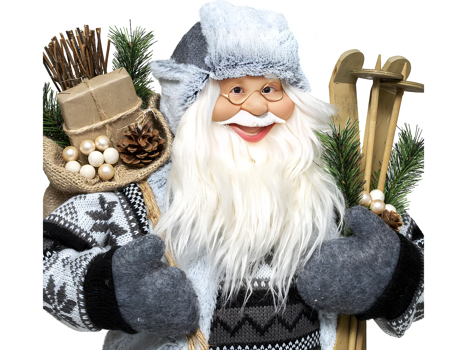 Père Noël traditionnel Skieur H 60 cm