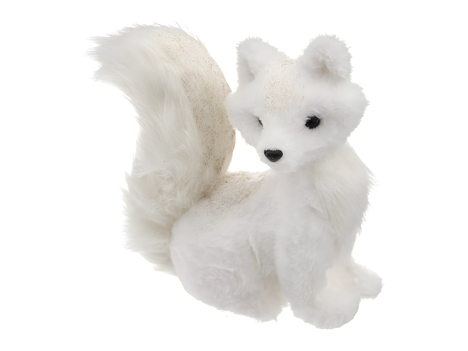 Déco de Noël Renard blanc avec paillettes 26 x 26 cm