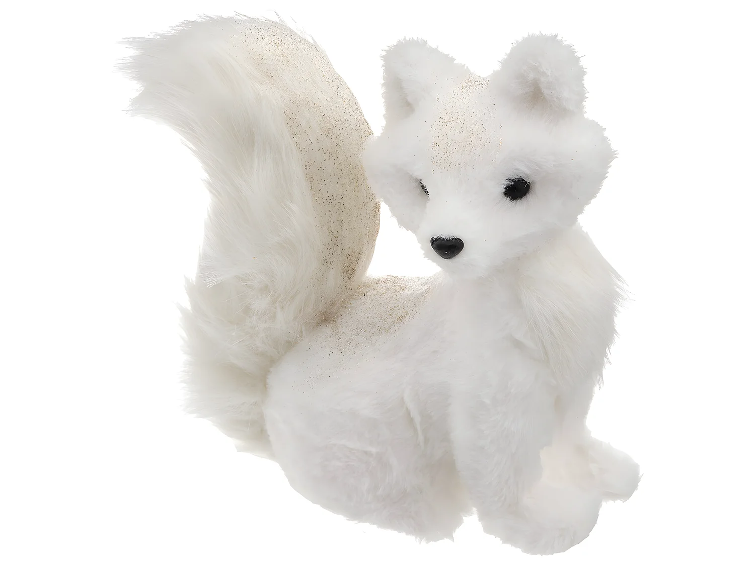 Déco de Noël Renard blanc avec paillettes 26 x 26 cm