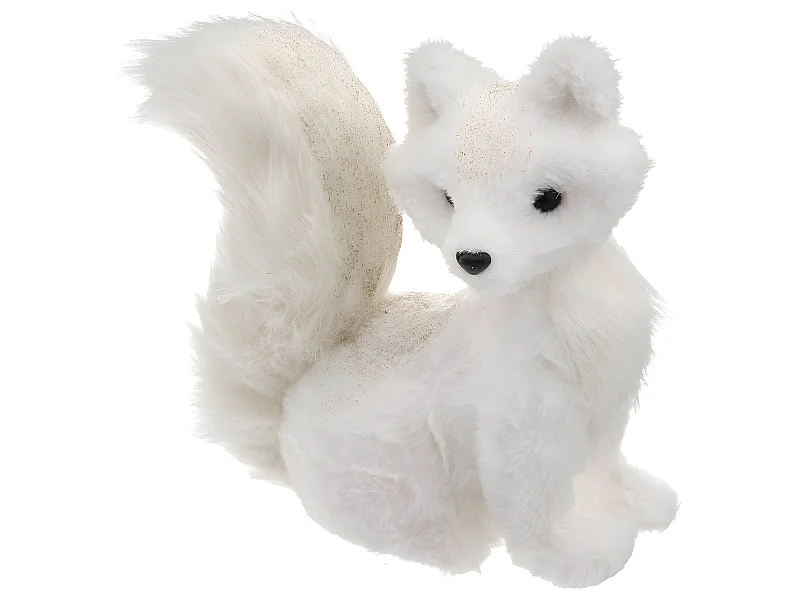 Déco de Noël Renard blanc avec paillettes 26 x 26 cm
