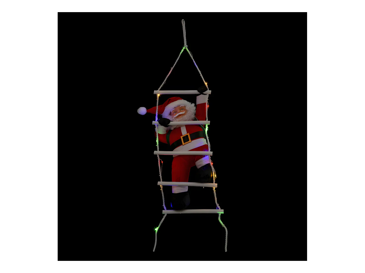 Père Noël grimpeur sur échelle lumineuse à LED couleurs changeantes H 70 cm