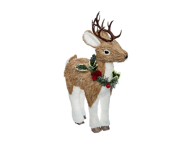Déco de Noël Renne avec collier de houx