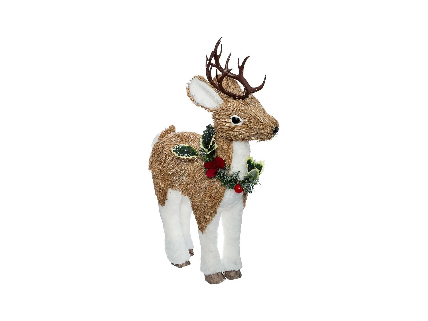 Déco de Noël Renne avec collier de houx
