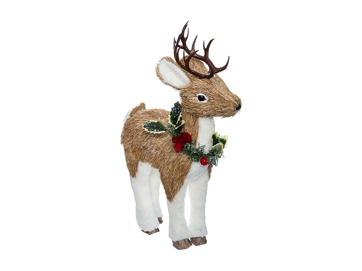 Déco de Noël Renne avec collier de houx