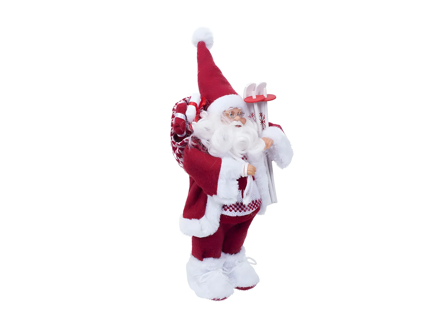 Père Noël traditionnel en Habit rouge et blanc H 30 cm