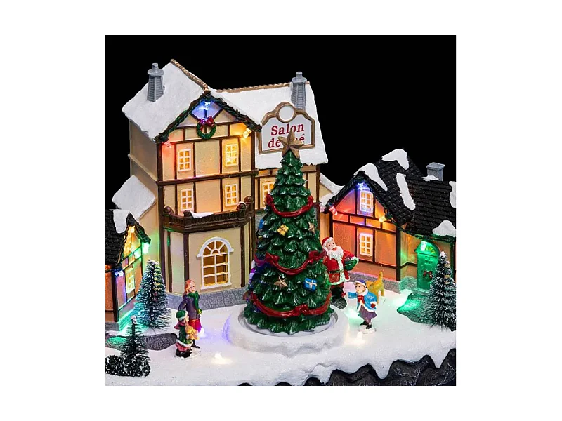 Village de Noël lumineux et animé Autour du Salon de thé