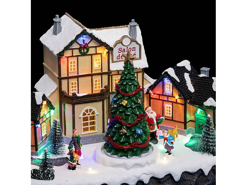 Village de Noël lumineux et animé Autour du Salon de thé