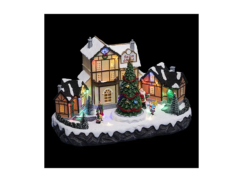 Village de Noël lumineux et animé Autour du Salon de thé