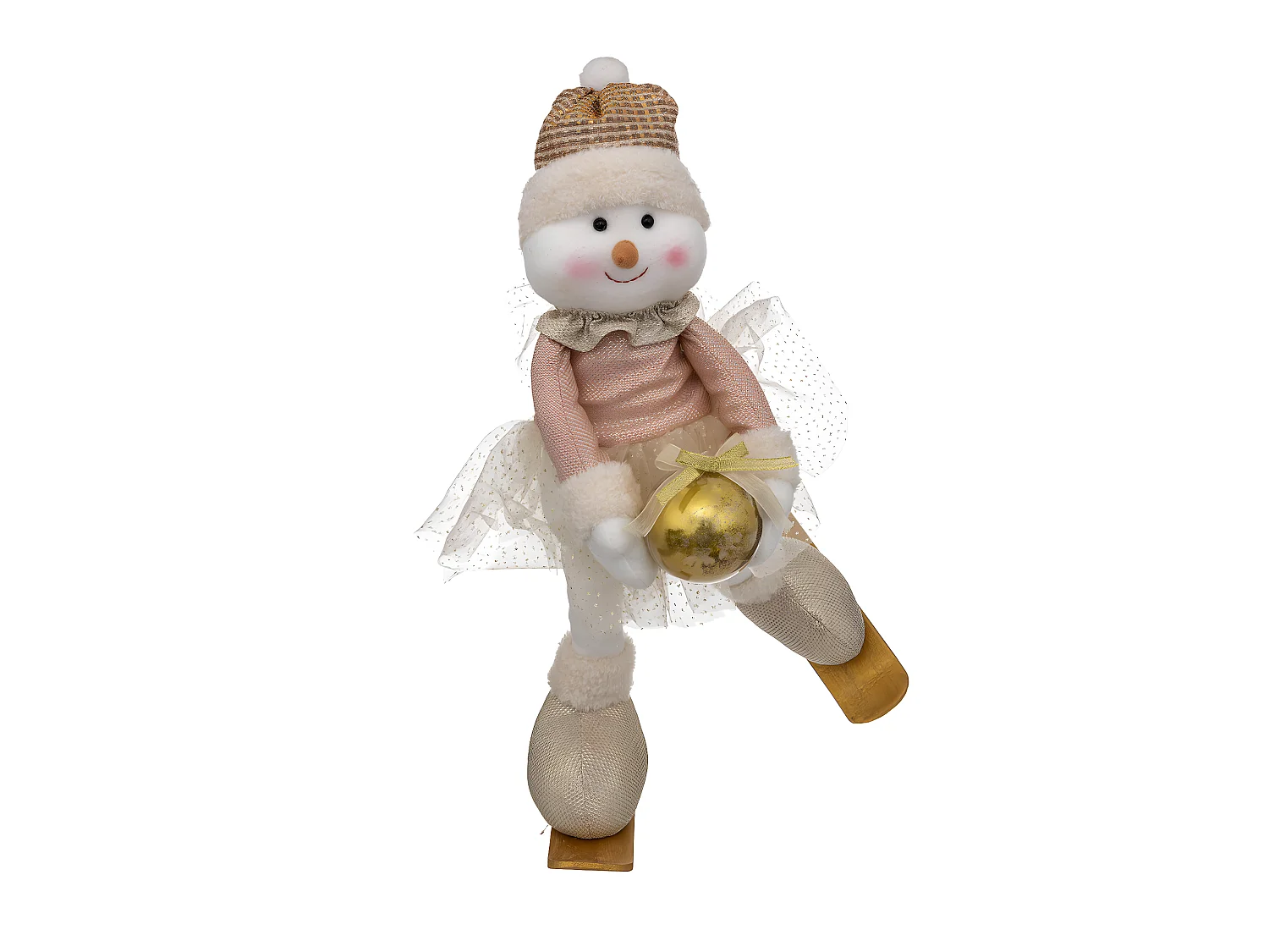 Déco de Noël Bonhomme de neige avec tutu et patins  H 40 cm