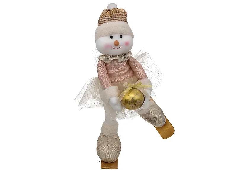 Déco de Noël Bonhomme de neige avec tutu et patins  H 40 cm