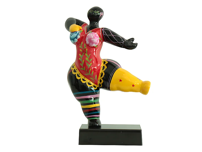 Statue femme dansant avec peinture abstraite H33 cm - LADY CIRCUS