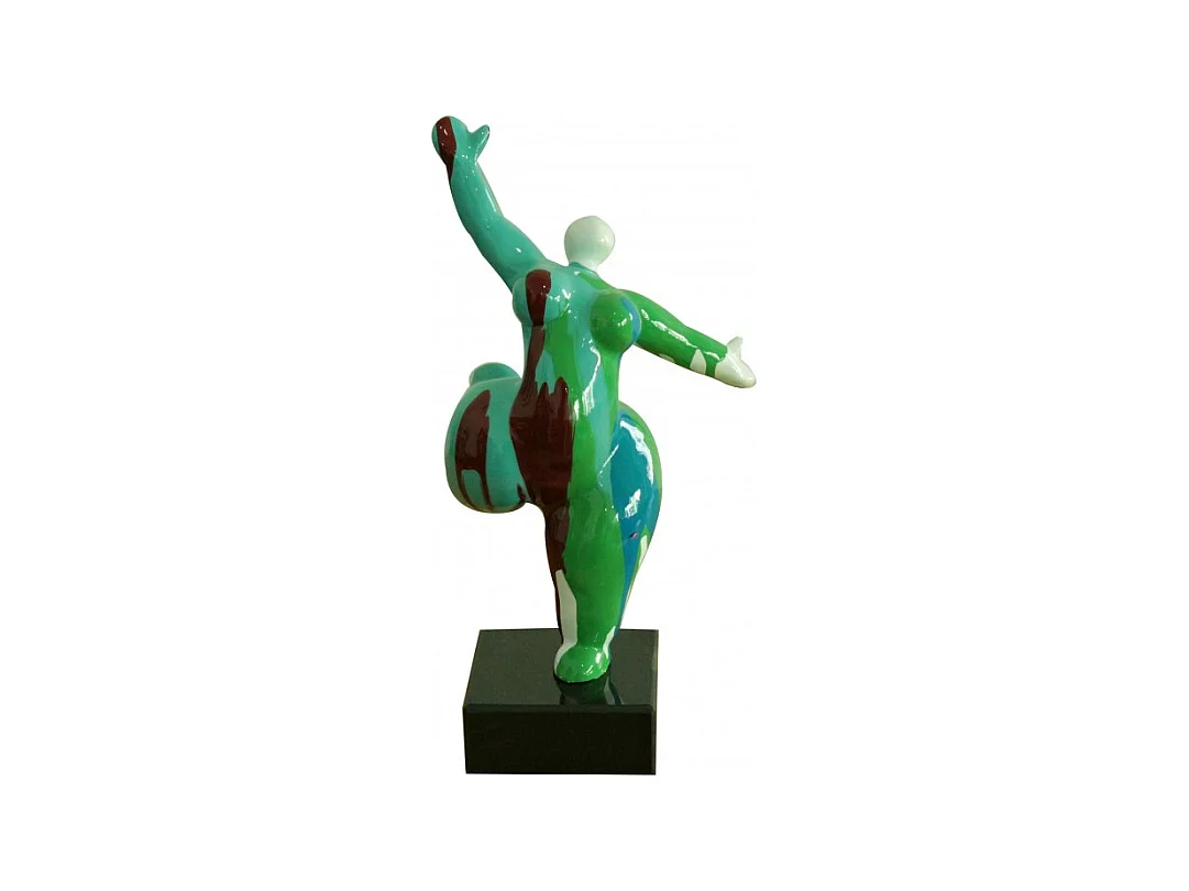 Statue femme jambe levée coulures vert / bleu H33 cm - LADY DRIPS 01