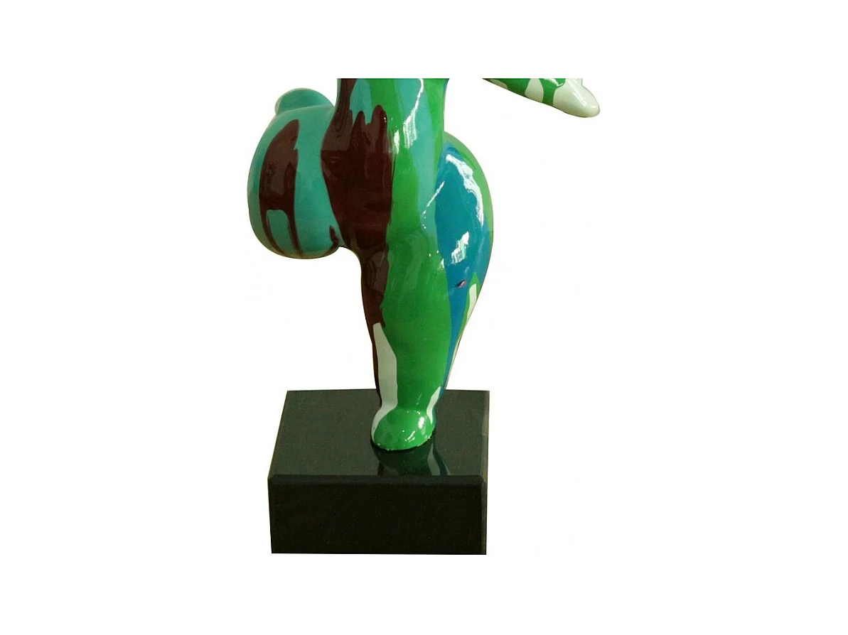 Statue femme jambe levée coulures vert / bleu H33 cm - LADY DRIPS 01