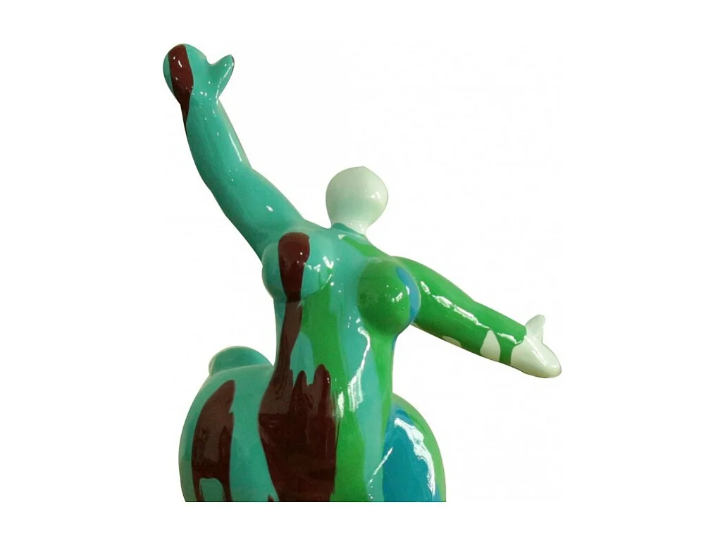 Statue femme jambe levée coulures vert / bleu H33 cm - LADY DRIPS 01