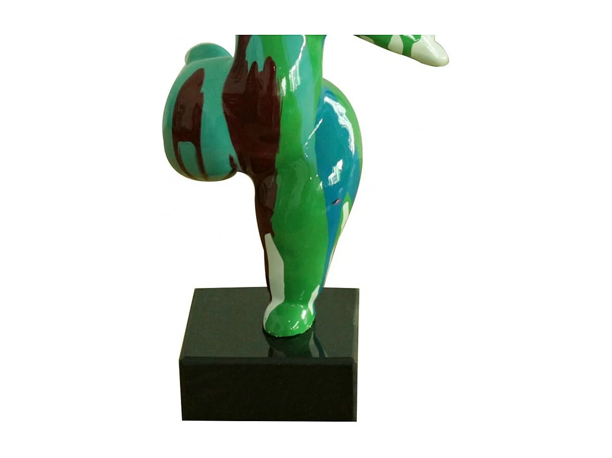 Statue femme jambe levée coulures vert / bleu H33 cm - LADY DRIPS 01