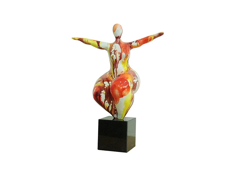 Statue femme yoga peinture aquarelle H. 56 cm - LADY AQUA