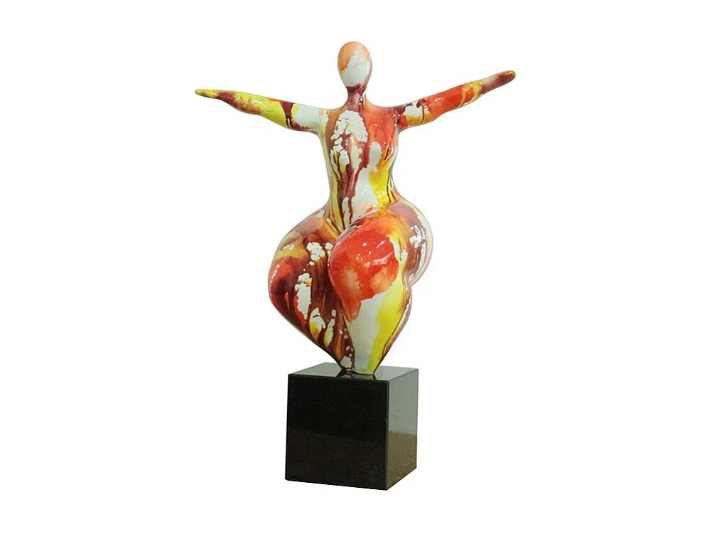Statue femme yoga peinture aquarelle H. 56 cm - LADY AQUA