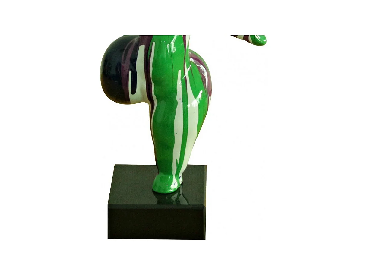 Statue femme jambe levée coulures vert / violet H33 cm - LADY DRIPS 03