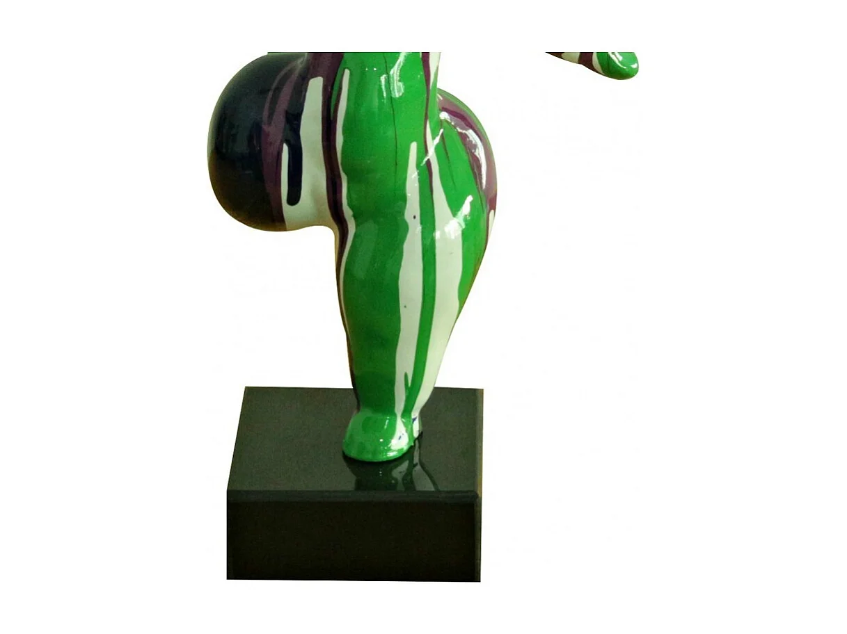 Statue femme jambe levée coulures vert / violet H33 cm - LADY DRIPS 03