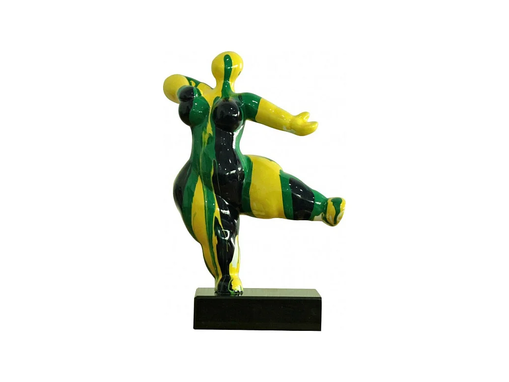 Statue femme dansant avec coulures jaune / vert H33 cm - LADY DRIPS 05