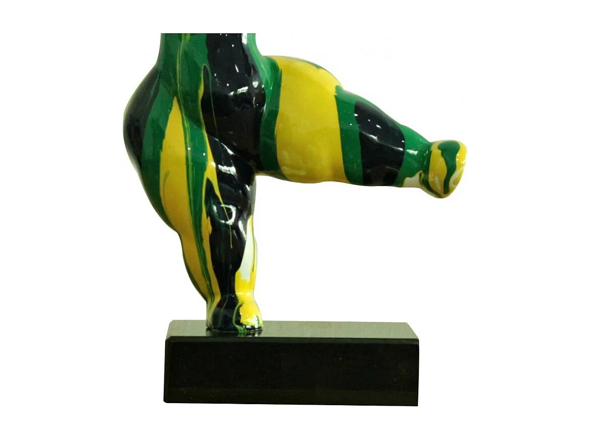 Statue femme dansant avec coulures jaune / vert H33 cm - LADY DRIPS 05