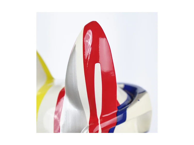 Statue chien blanc à lunettes et peinture H.37 cm - THE BOSS