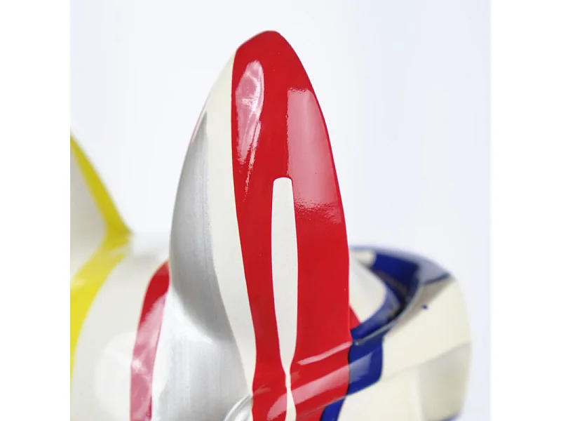 Statue chien blanc à lunettes et peinture H.37 cm - THE BOSS