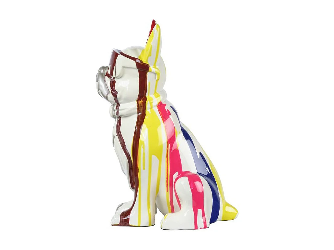 Statue chien blanc à lunettes et peinture H.37 cm - THE BOSS