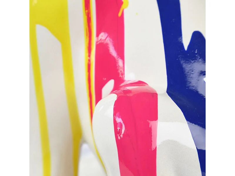 Statue chien blanc à lunettes et peinture H.37 cm - THE BOSS