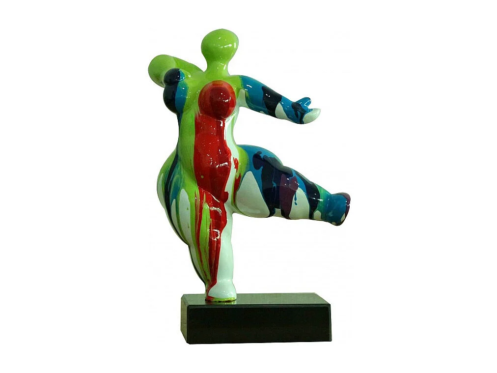 Statue femme dansant avec coulures rouge / bleu H33 cm - LADY DRIPS 01