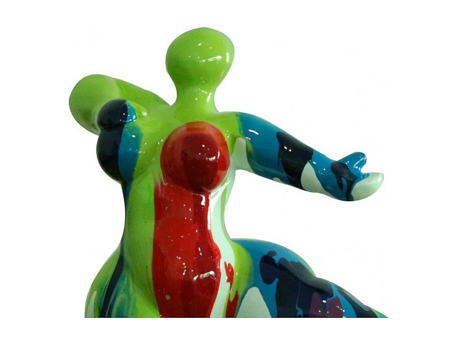 Statue femme dansant avec coulures rouge / bleu H33 cm - LADY DRIPS 01