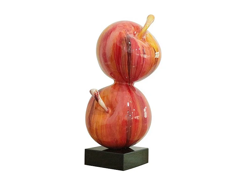 Sculpture 2 pommes H. 49 cm peinture rouge - DUO POMMES