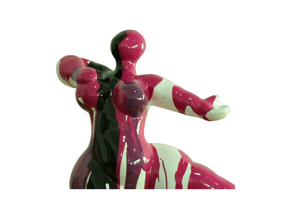 Statue femme dansant avec coulures violet / noir H33 cm - LADY DRIPS 03