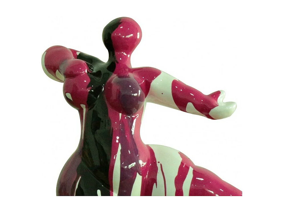 Statue femme dansant avec coulures violet / noir H33 cm - LADY DRIPS 03