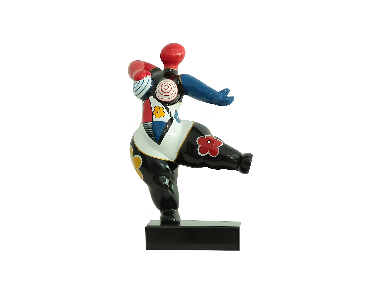 Statue femme dansant avec peinture abstraite H33 cm - LADY FLORA