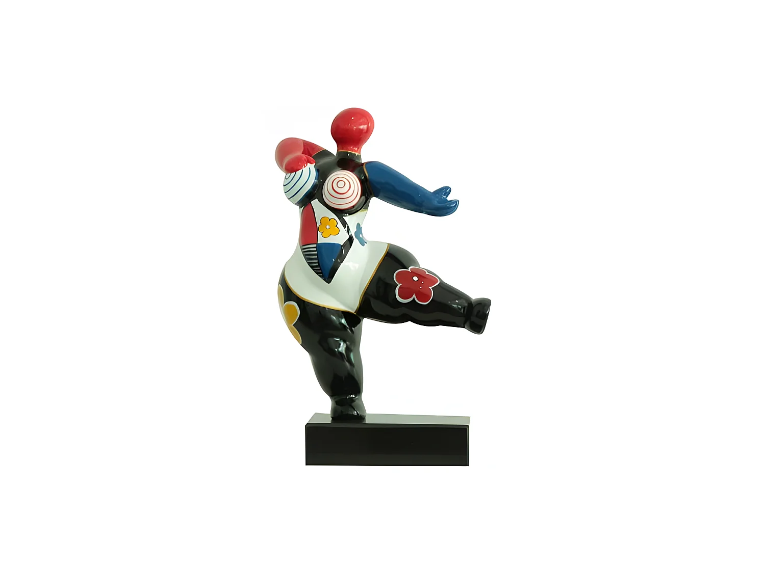 Statue femme dansant avec peinture abstraite H33 cm - LADY FLORA