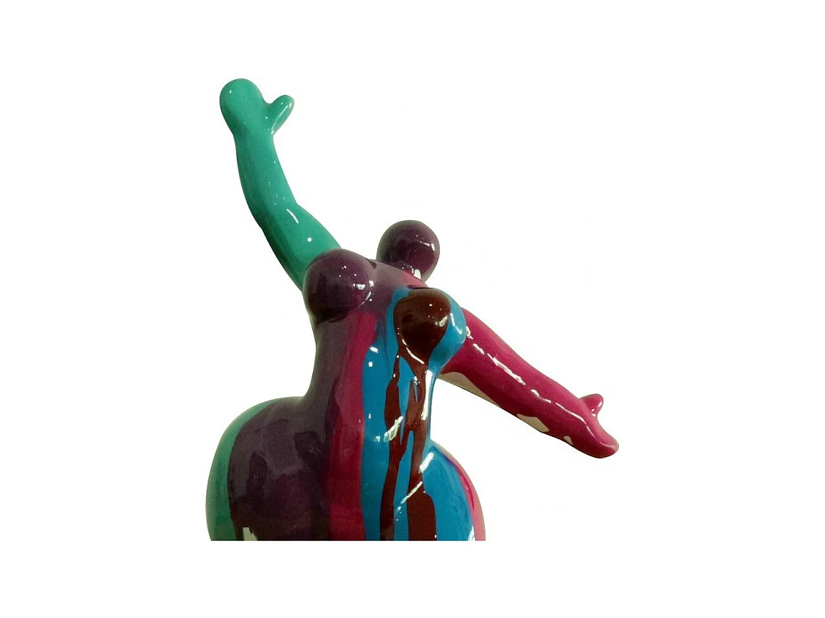 Statue femme jambe levée coulures violet / bleu H33 cm - LADY DRIPS 05