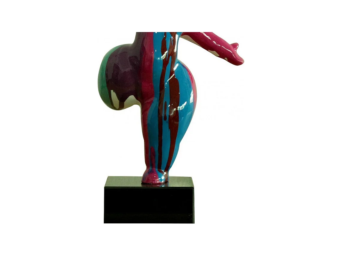 Statue femme jambe levée coulures violet / bleu H33 cm - LADY DRIPS 05