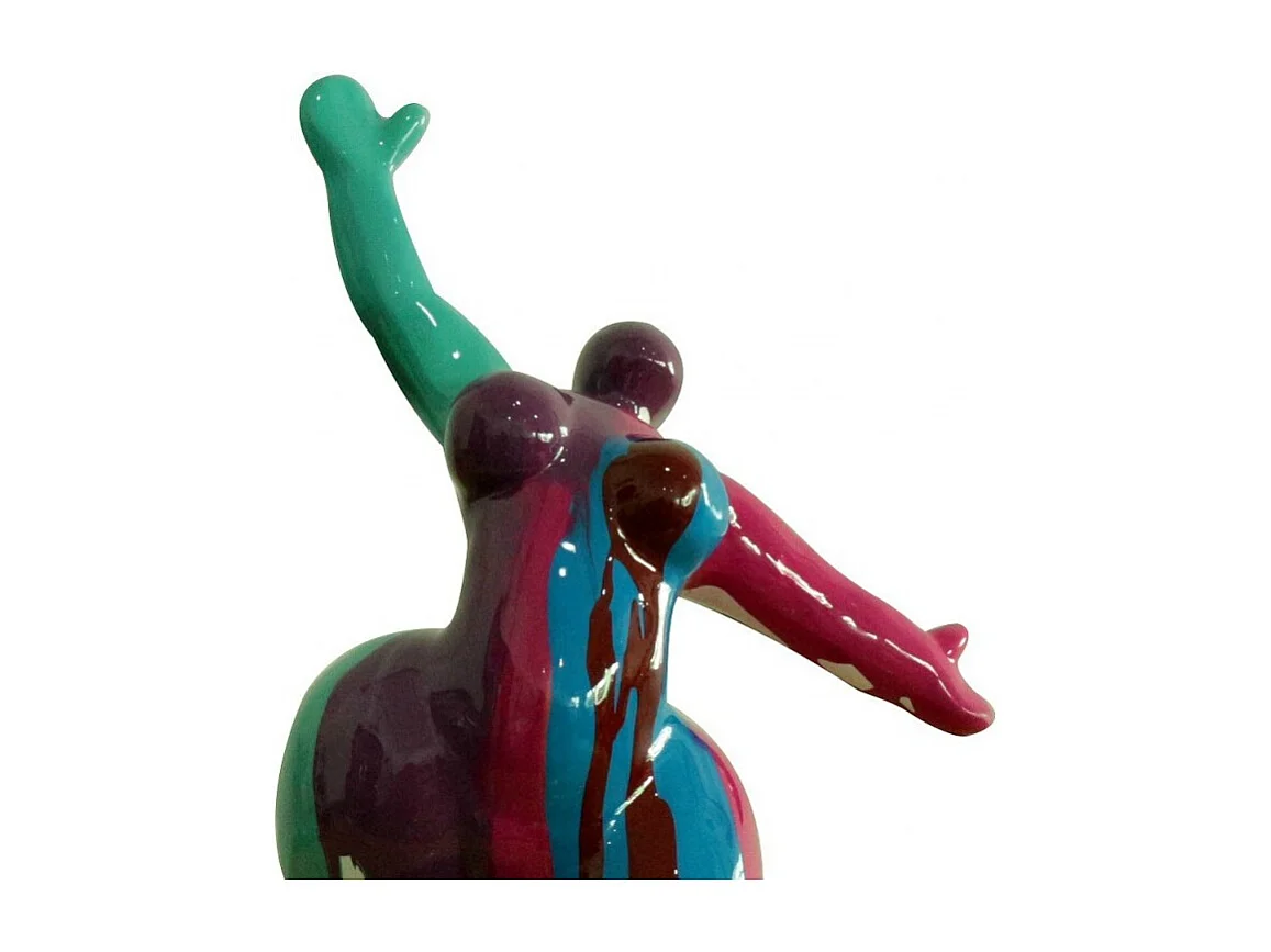 Statue femme jambe levée coulures violet / bleu H33 cm - LADY DRIPS 05