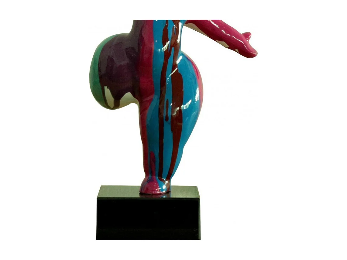 Statue femme jambe levée coulures violet / bleu H33 cm - LADY DRIPS 05