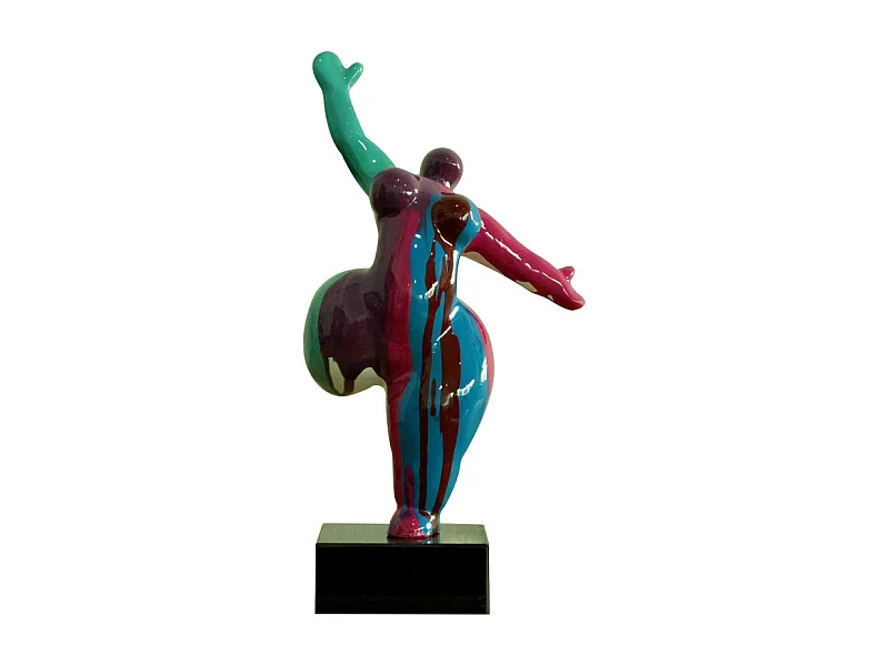 Statue femme jambe levée coulures violet / bleu H33 cm - LADY DRIPS 05