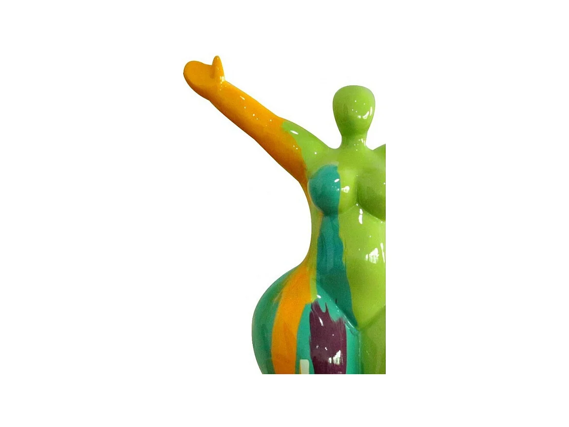 Statue femme bras levés coulures jaune / vert H34 cm - LADY DRIPS 03