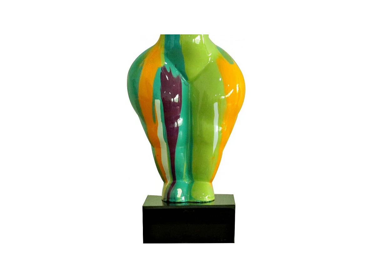 Statue femme bras levés coulures jaune / vert H34 cm - LADY DRIPS 03