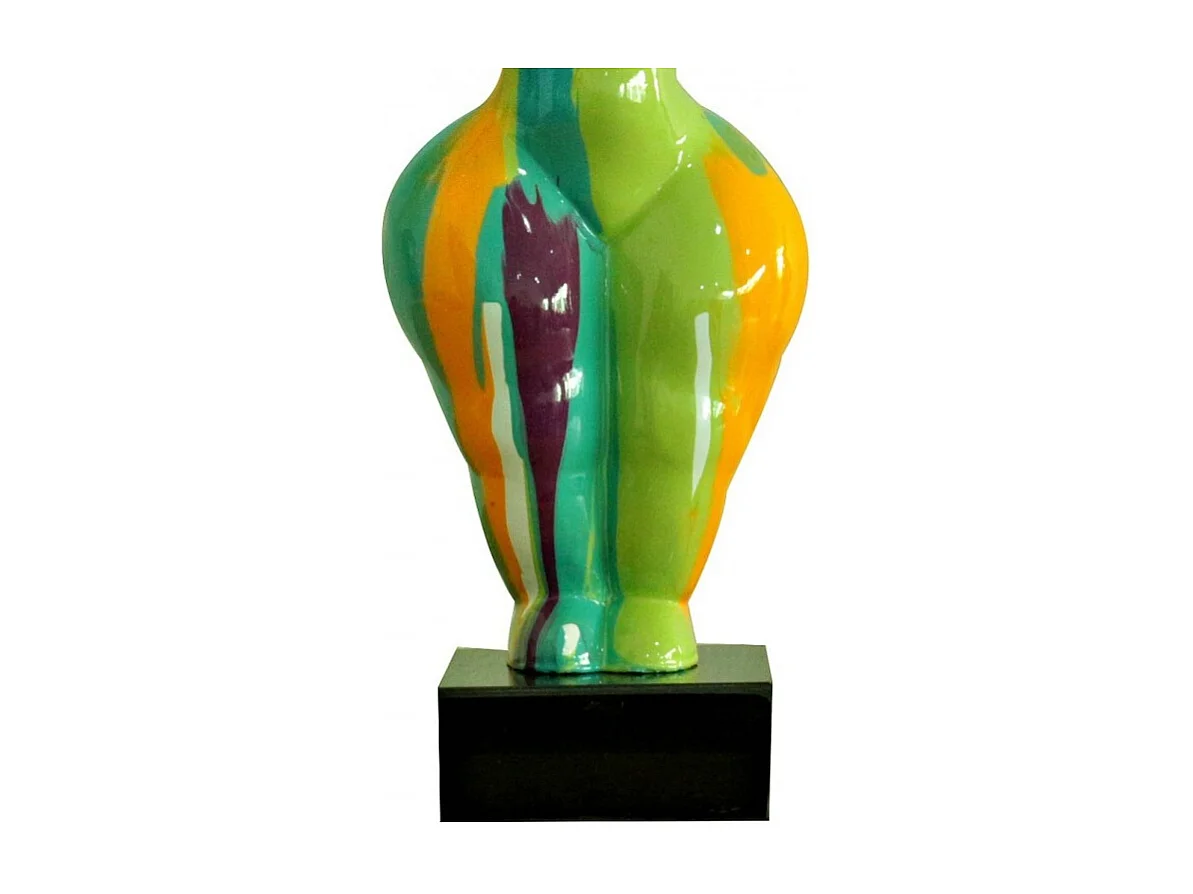Statue femme bras levés coulures jaune / vert H34 cm - LADY DRIPS 03